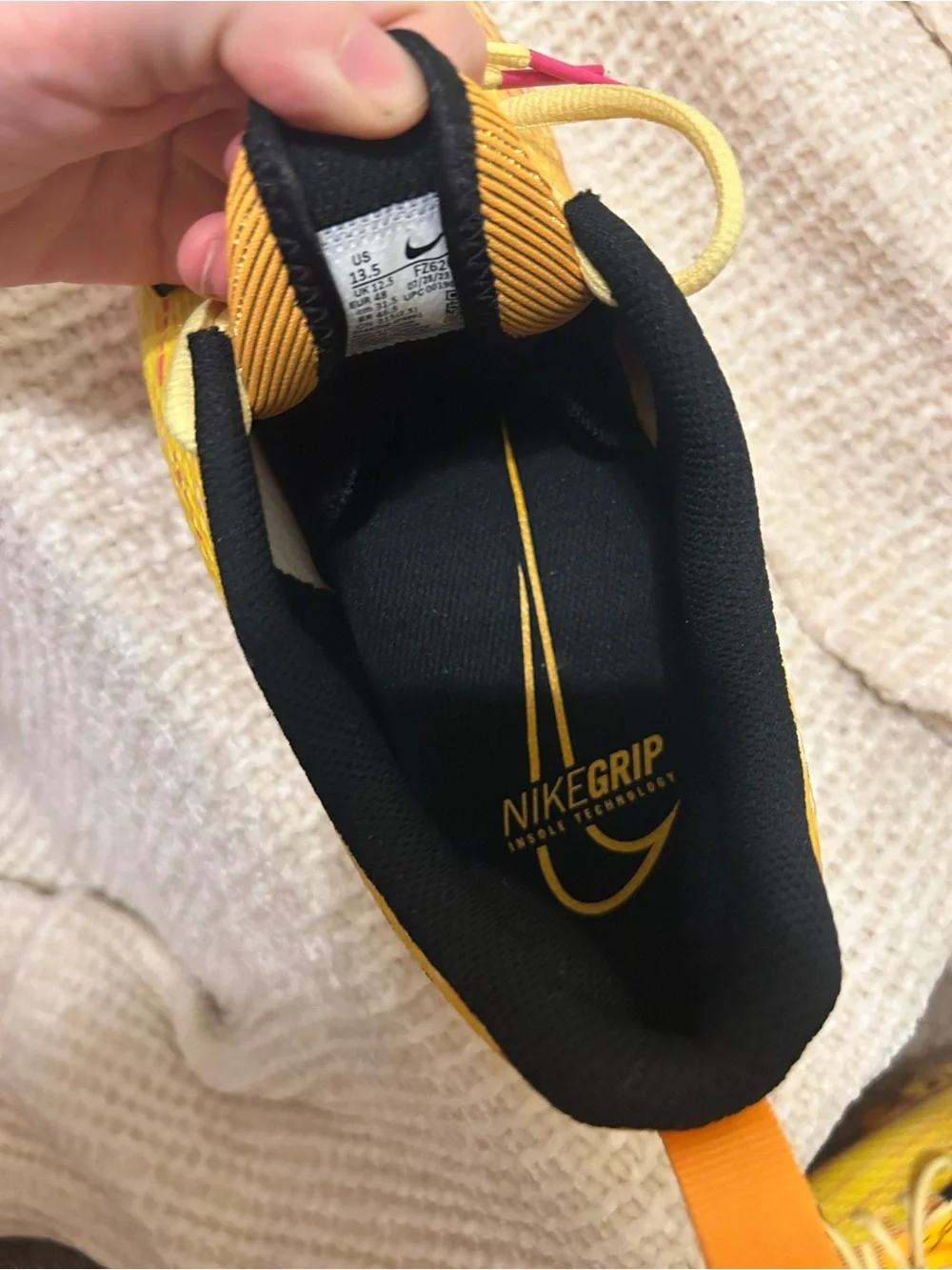 Nike Yellow and Black Athletic Sneakers with Pink Swoosh